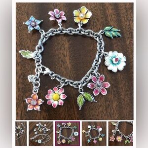 🌸 RARE BRIGHTON VINTAGE ‘POP GARDEN’ Charm Bracelet 🌸 Excellent Condition!